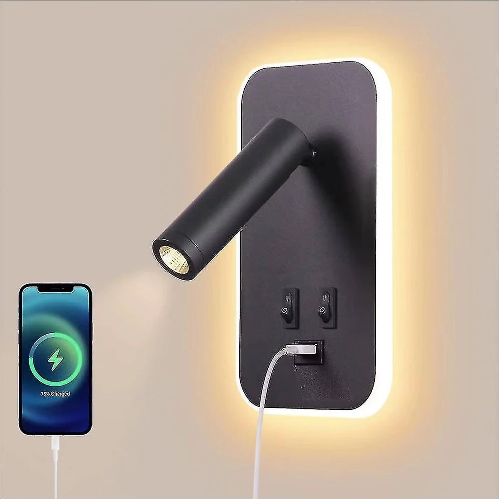 Modern Rotating Wall Lamp With Usb Bedroom Study Living Room Hotel Bedside Reading Rotation LED Wall Light With Switch Control