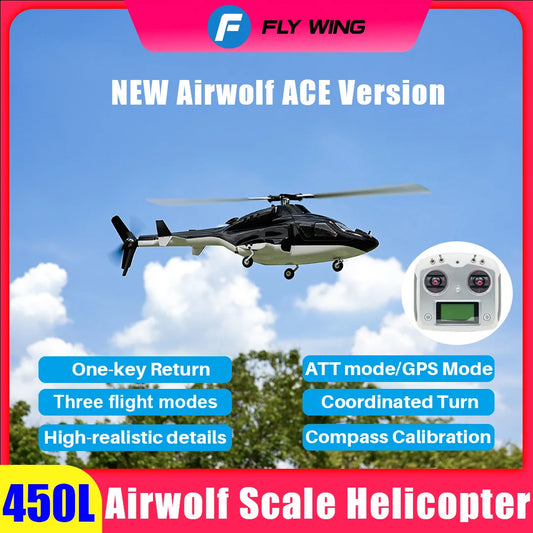 FLY WING Airwolf RC Helicopter Retractable landing gear LED light ACE Flight Control GPS 470 FLY WING Airwolf Scale Helicopter