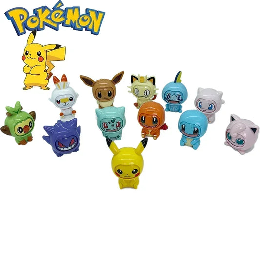 Pokemon Anime Genuine Pikachu Bulbasaur Pokeball Model Set Eevee Gengar Mewtwo Action Figure Face-Changing Doll Elf Ball Toys