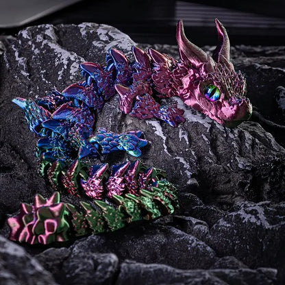1pc Charming 3D Printed Double-Horned Dragon Figurine with Random Eyes - Ideal for Car Ornament, Home & Car Decor, Living Room