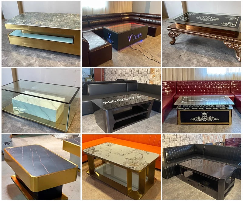 Contemporary Design Luxury LED Infinity Mirror Effect Stainless Steel KTV Table Luminous Bar Table For Night Club Karaoke Room
