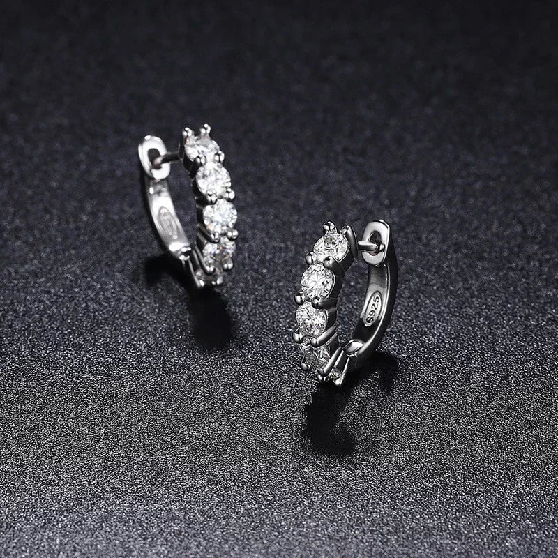 NeeTim 3mm D Color Moissanite Earrings 925 Sterling Silver Plated White Gold Hoop Earring for Women Wedding Party Fine Jewelry