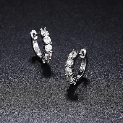 NeeTim 3mm D Color Moissanite Earrings 925 Sterling Silver Plated White Gold Hoop Earring for Women Wedding Party Fine Jewelry