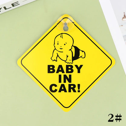 1pc Baby On Board Safety Car Window Suction Cup Yellow Warning Sign Accessor Driving Accessor Car Sticker Автомобильные Наклейки