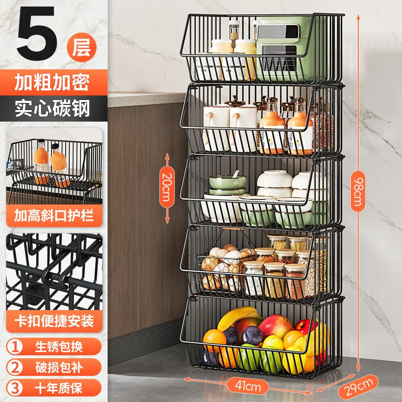 주방수납 Rolling Storage Cart Multipurpose Rustproof Modern Storage Cart Kitchen Multi-layer Trolley with Wheel Kitchen Furniture