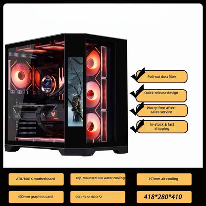 4 RGB Fans Included Gaming PC Case with LCD Screen, ATX MATX Tempered Glass, Supports 400mm GPU 360 Liquid Cooler