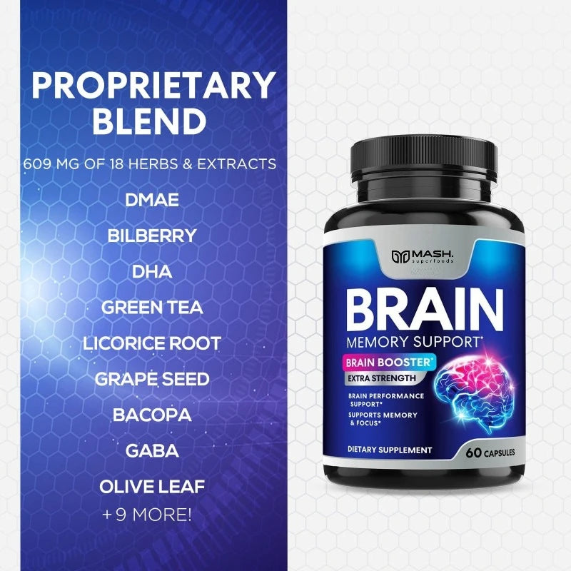 Brain Supplement-Promotes Brain Health, Enhances Focus, Memory and Mental, IQ, Improves Thinking Skills