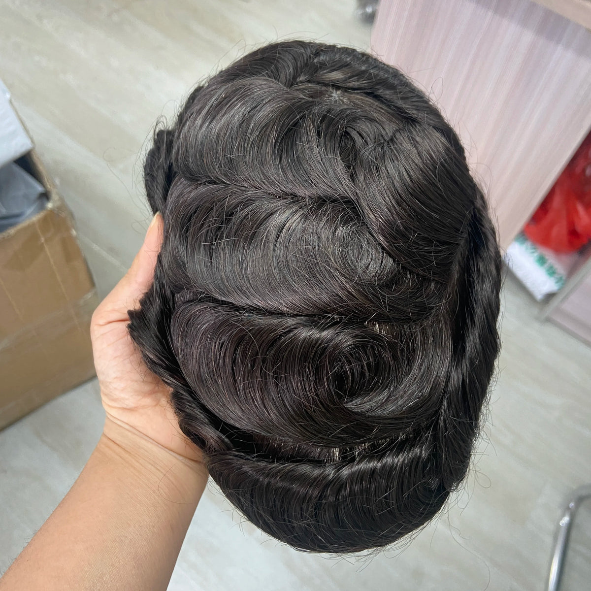 Men Wig Human Hair Toupee Fine Mono Male Wig 130% Density Durable Hair Prosthesis Toupee Men 6" Hair Replacement System For Men