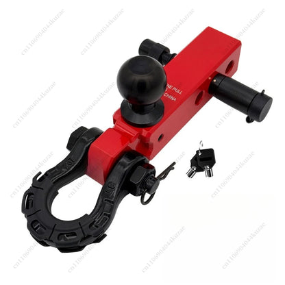 New Extended Off-Road Trailer Hitch with Ball Mount, Universal Square Receiver, High-Strength Solid Tow Hook