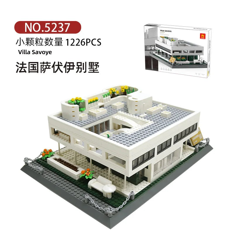 WANGE City Architecture Sydney Opera Santorini Building Blocks Chamartin Stadium Mosque Assembled Model Collection Toys For Gift