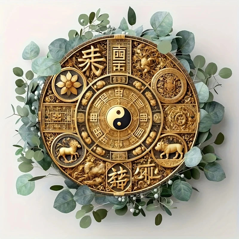 8in 2D Flat Prosperity Badge Gossip Lucky Feng Shui Wooden Board Mystic Eastern Power Office Decoration Props  Photoshoots Gifts