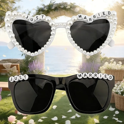 2Pcs Just Married Bride/Groom Accessories Wedding Day Supplies Bachelorette Party Decorations Bridal Shower Gift Honeymoon Trip
