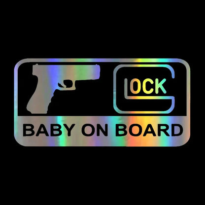 New Design BABY ON BOARD Pistol Decorative Sticker Vinyl Decal Reflective Car Sticker Car Styling Sticker 16CM