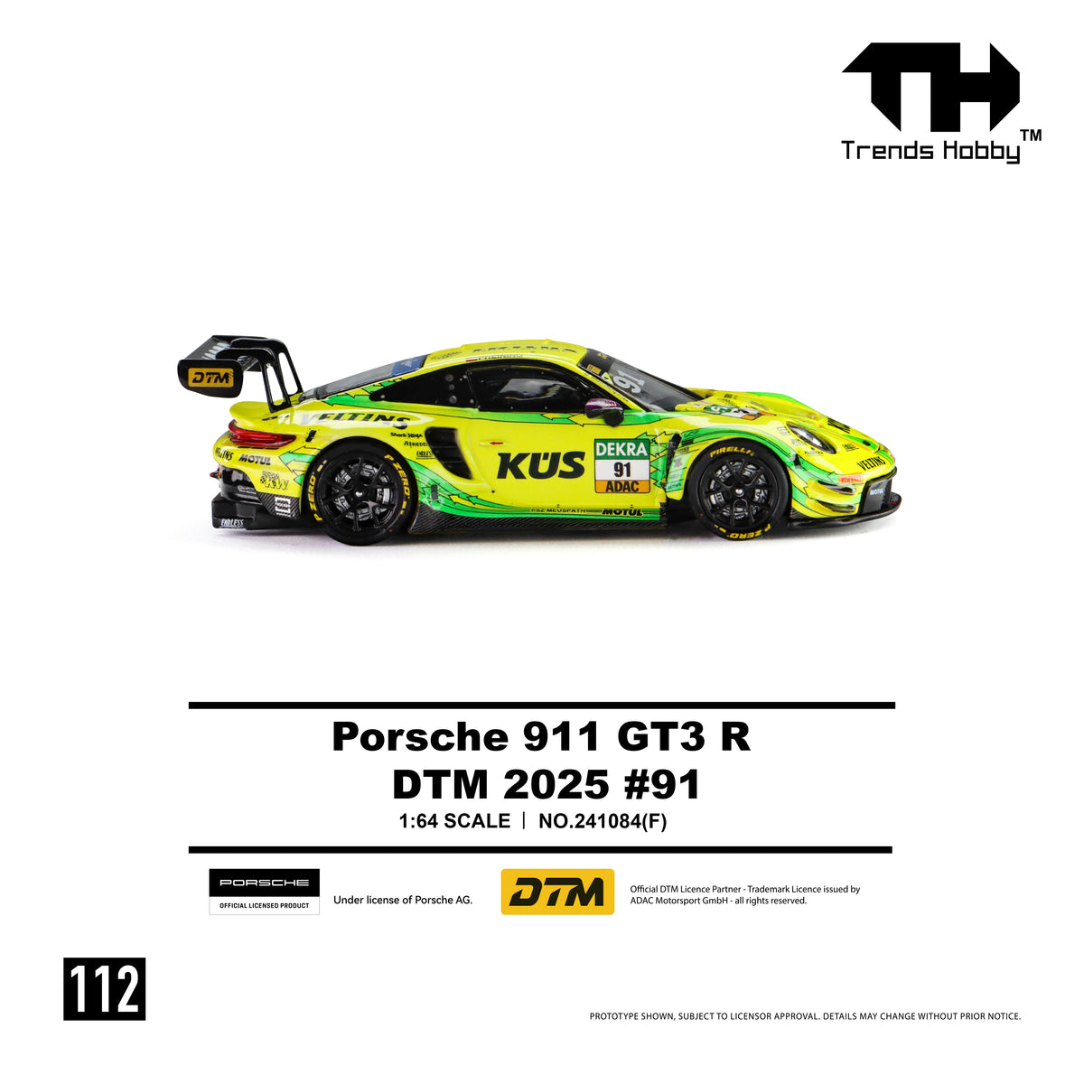 Trends Hobby 1/64 Porsche 911 GT3 R 2025 DTM Super Sport Racing Miniature Model Toy Car Free Wheels Diecast Collection Gift