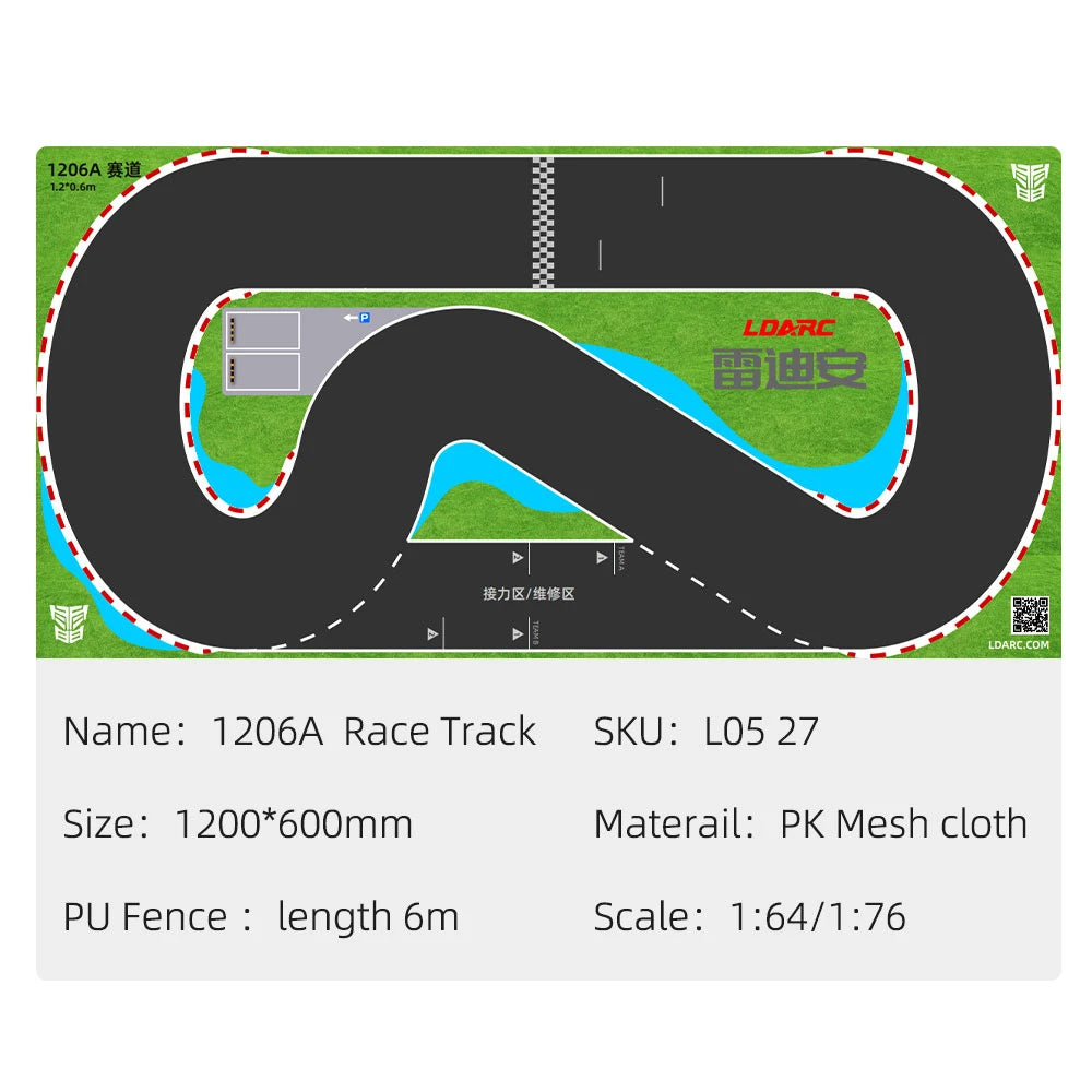 LDARC Portable Race Track Rubber Mat 160x90mm 120x60mm 240x120mm 240x240mm RC 1/76 1/64 1/58 Mini Car Track Race Accessory