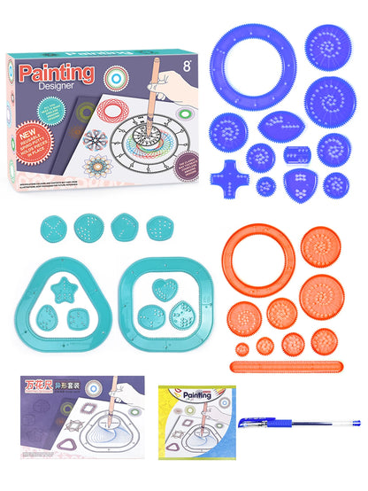 Spirograph Spiral Art Drawing Kit for kids, Fun Shapes Drawing Art Set Classic Gear Design Toys Drawing Rulers with book