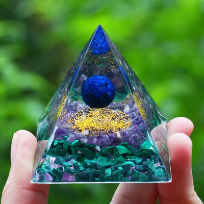 Energy Pyramid Orgonite Reiki Natural Amethyst Ball Healing Crystals Chakra Tool Ornaments Resin Stones Craft Kids Gift