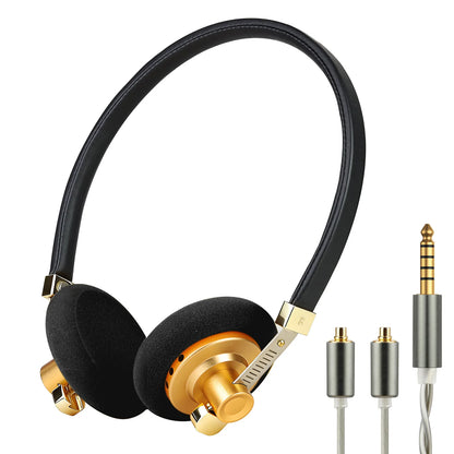 Hellodigi G40 Retro Headphone 40mm Drive Unit Open-ear Stereo Headset with MMCX Detachable Cable Stainless Adjustable Headband