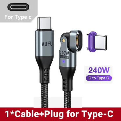 AUFU 240W Magnetic USB Type C To USB C Cable 5A Fast Charging Charger Wire for Macbook Magnet Type C Cable for iPhone Samsung