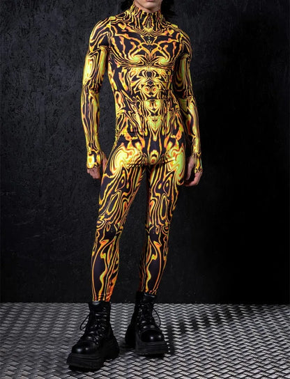 Mechanical Muscle Zentai Suit Men Halloween Bodysuit Punk Cyberpunk Adult Cosplay Costume Bodysuit Jumpsuit Party Macho Costume