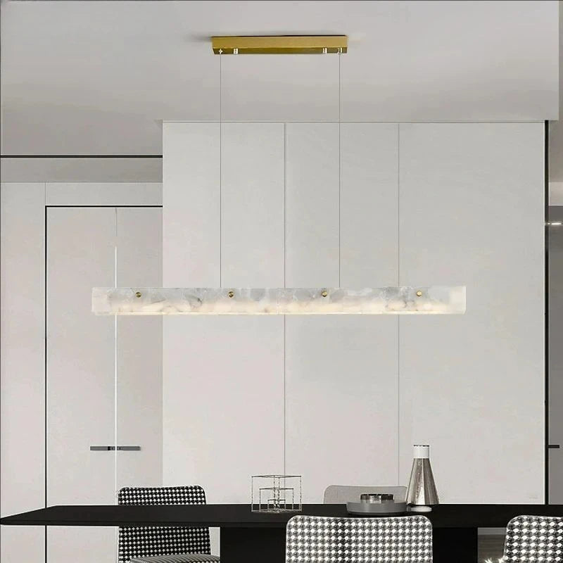 Natural Marble Pendant Light LED Minimalist Chandelier Hanging Ceiling Fixtures for Kitchen Island Dining Room Bar