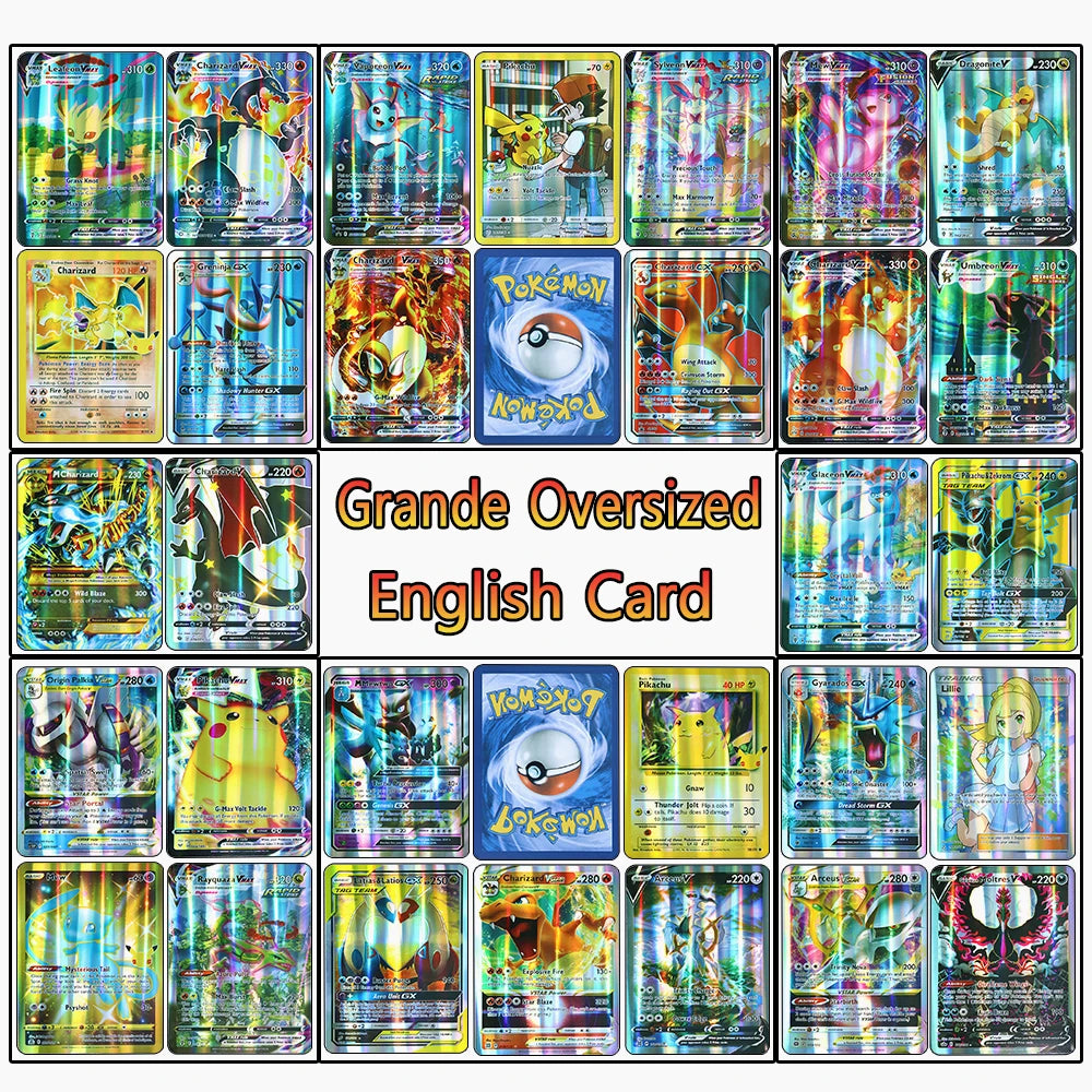 XXL Big Shiny Cards Pack Folder Oversized Jumbo Letters Binder French Charizard Zipper Album Storage Giant Card Sleeves