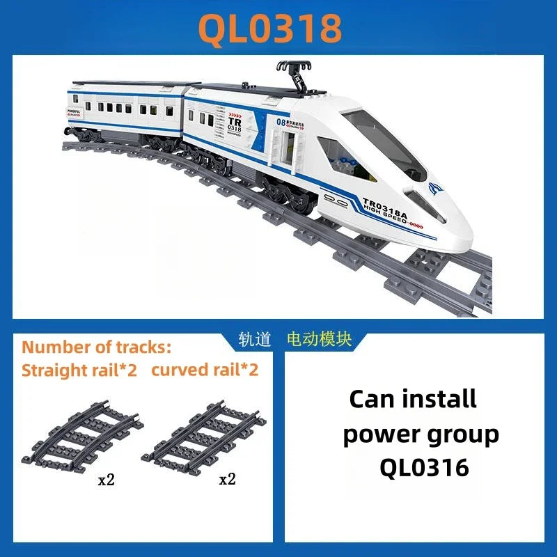 MOC QL0308 QL0318 Rail Transit Luxury High-speed Train Model Puzzle Toy Building Blocks Children Education Birthday Gift