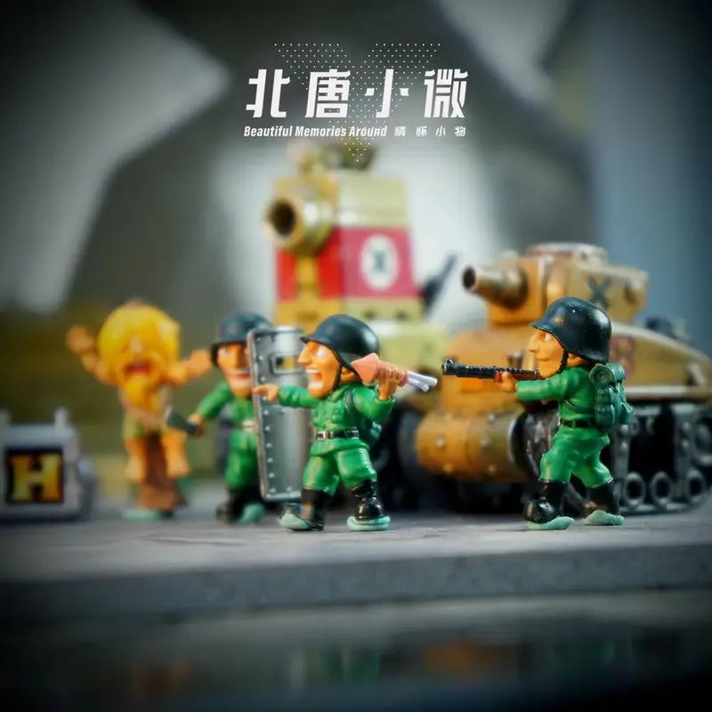 1:64 Metal Slug Genuine Tide Play Figure Snk Hand-Made Heavy Machine Gun Flame Shot Gun Doll Tank Enemy Soldier
