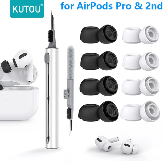 KUTOU 4 Pairs Liquid Silicone Ear Tips for Airpods Pro 1 2 Noise Reduction Pad Earplugs Ear Caps Comes with Cleaning Pen