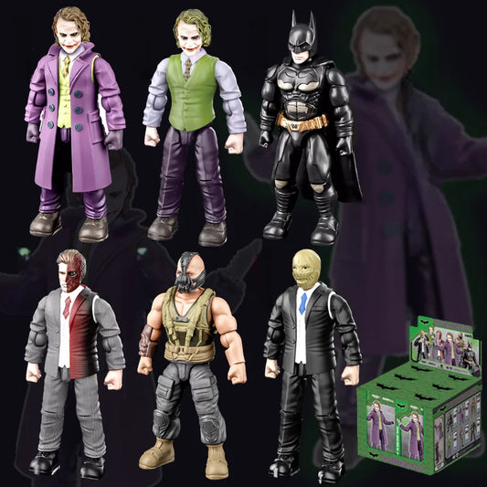 6pcs DC Justice League Batman ABS Joint Mobility Bruce Wayne Joker Two-Face Bane Action Figure Blind Box Anime Doll Toys Gift