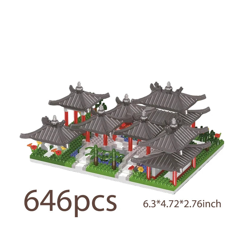 2172PCS Suzhou Garden Building Blocks Chinese Architecture Microparticle Model Educational Toy Christmas Gifts, Birthday Gifts