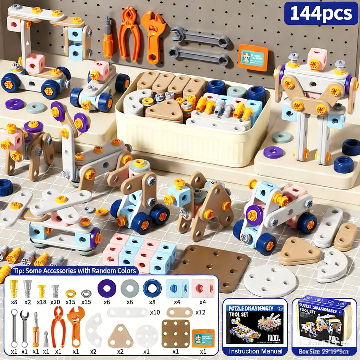 2026 New Kids Tool Set DIY Nut Assembly Toy Kit STEM 3D Puzzle Building Tools Montessori Toys Gifts for Boy Girl Repair Tools