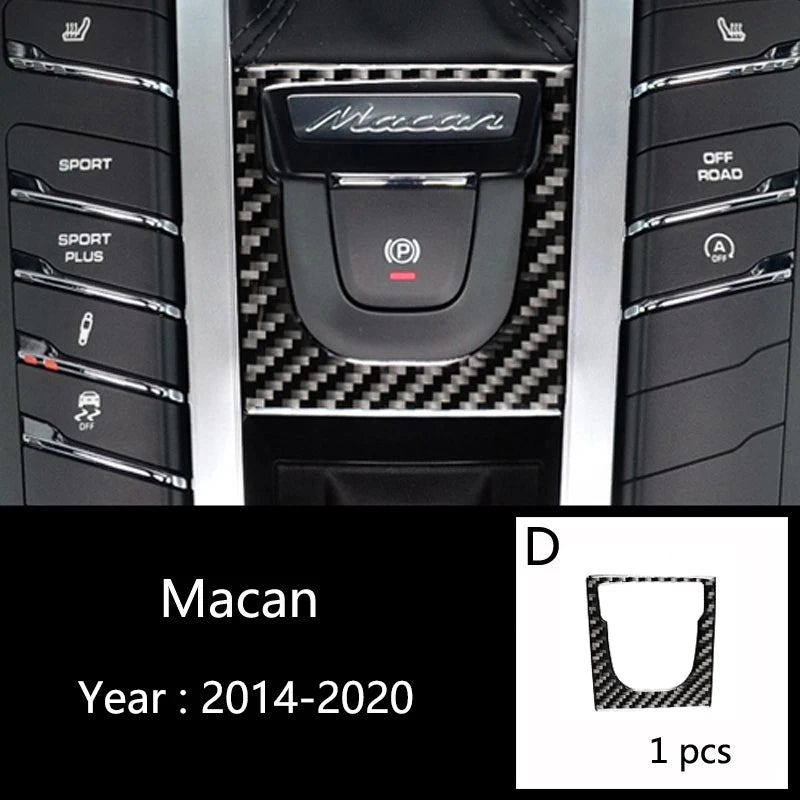 Accessories For Porsche Macan Carbon Fiber Car Inner Control Gear Shift Panel Water Cup Holder Cover Trim Decoration Car Sticker