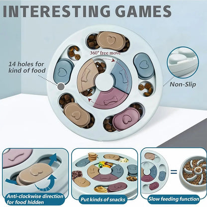 Dog Treat Puzzle Toy Food Dispenser IQ Training Mental Enrichment Slow Feeder Interactive Pet Game for Small Medium Large Dogs