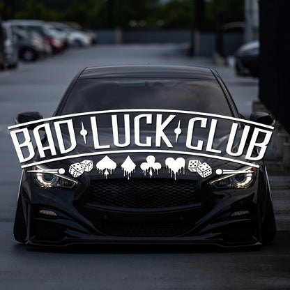 JDM Rear Window Car Decal Windshield Sticker Banner Rocker Side Back Window Bad Luck Club Suits Dice Poor Choices