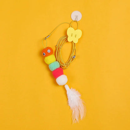 Cat Hanging Toy Independent Cat Teasing Elastic Rope Hanging Door Cat Teasing Stick Feather Teasing Cat Pet Teasing Cat Stick