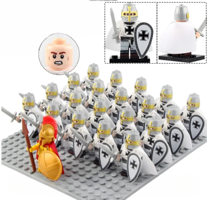 21PCS Medieval Ancient Roman Warrior Series Spartan 300 Warrior Children's Building Block Toys DIY Micro Scene Ornaments