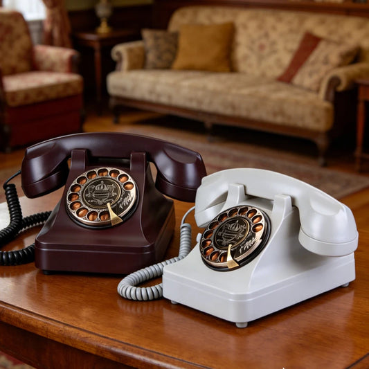 Retro Cordless SIM Card Revolve Telephone Swivel Plate Rotary Dial Antique Landline Phone for Office Home Hotel House Table