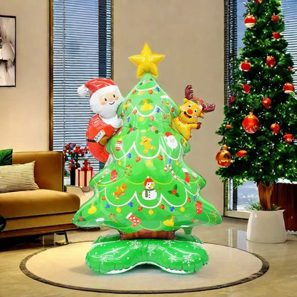 3D Large Inflatable Christmas Tree Balloons Standing Xmas Tree Foil Ballons Merry Christmas New Year Party Home Decor Supplies
