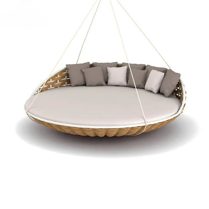 Outdoor Swing Bed Hanging Daybed Modern Swing Sofa Adult Garden Furniture Porch Rope Wicker Rattan Round Hanging Bed
