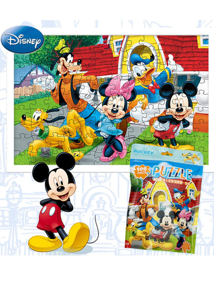 108PCS Disney Officially Licensed Mickey and Minnie Jigsaw Puzzles Early Education Toy Decorative Colorful Painting Every Piece