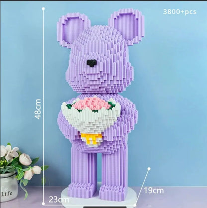 48cm Flower Violent Bear Huge  Building Block  Children's Toys with Small Particles Bricks 3D Model Children's Adult Gift
