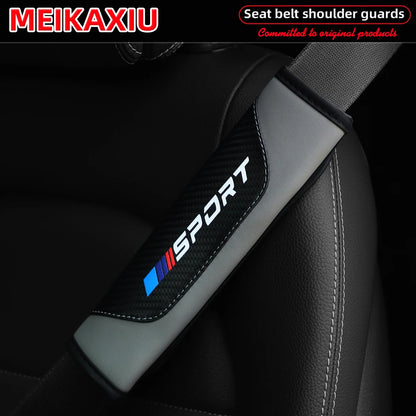 1/2PCS Women's PU Leather Carbon Fiber Sport Car Shoulder Guard Cover Seat Belt Decoration New Car Accessory
