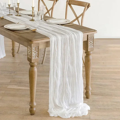 1PCS/6PCS 90*300CM Light Pink Cheesecloth Table Runner Boho Gauze Fabric Rustic Sheer Table Runners For Wedding Bridal Shower