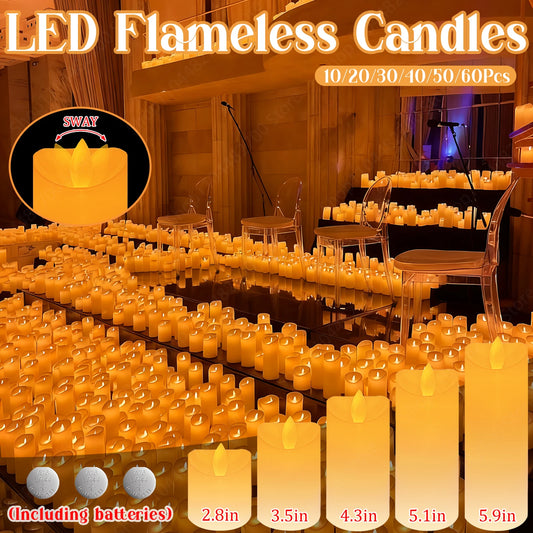 10-60Pcs LED Candles Flameless Candles Wedding Candles Party Candles Flickering Candles Decorative Candles for Festivals Table
