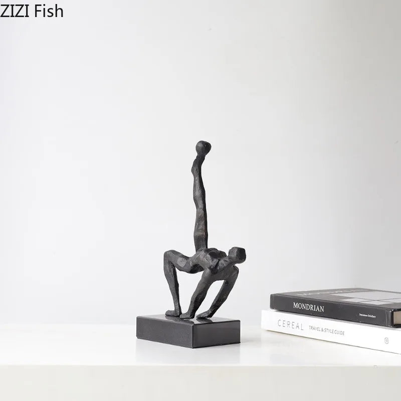 Retro Metal Figure Sculpture Black Art Statue Character Ornaments Home Accessories Decoration Display Model Figurines Gifts