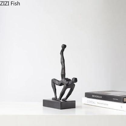 Retro Metal Figure Sculpture Black Art Statue Character Ornaments Home Accessories Decoration Display Model Figurines Gifts