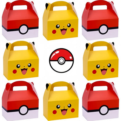 Pokemon Candy Box Birthday Party Decor Pikachu Paper Gift Bags Pokeball Handle Gift Packaging Box Baby Shower Kids Party Favors