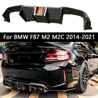For BMW F87 M2 M2C 2014-2021 Carbon Fiber With lights Car Rear Bumper Diffuser Rear Splitters Spoiler Back lip body kit