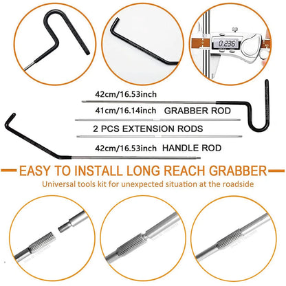 PWS Auto Tool Kit Door Open Grabber Lockout Lock Pick Set Long Range Reach Hooking Key Lost In Truck Air Wedge Bag Pump Car Tool